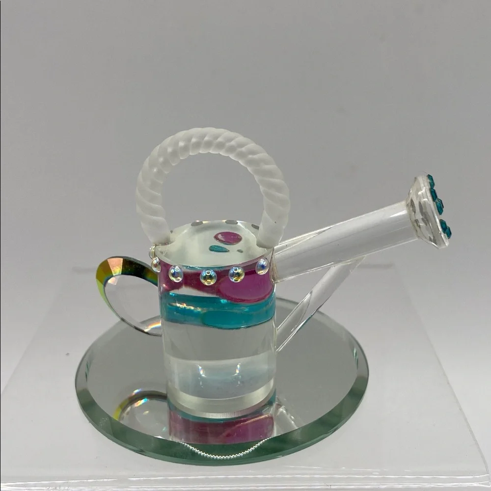 Crystallite Crystal Miniature Crystal Watering Can With Mirror Base